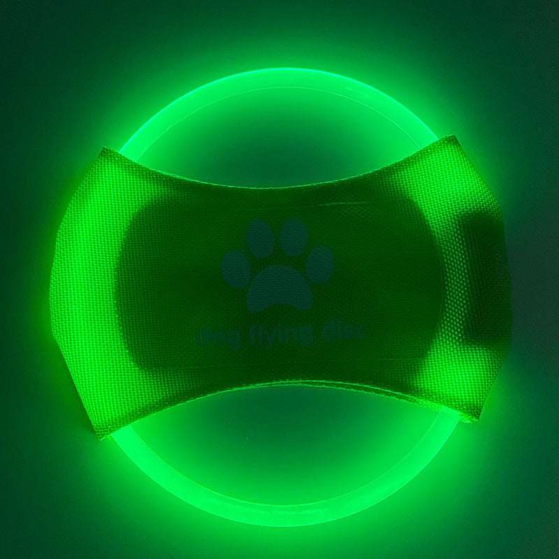 LED Light-Up Dog Frisbee - USB Rechargeable Glowing Flying Disc for Night Play