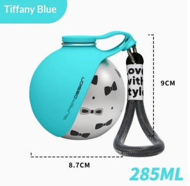 Stainless Steel Portable Dog Water Cup - Travel Pet Drinking Bottle with Bowl