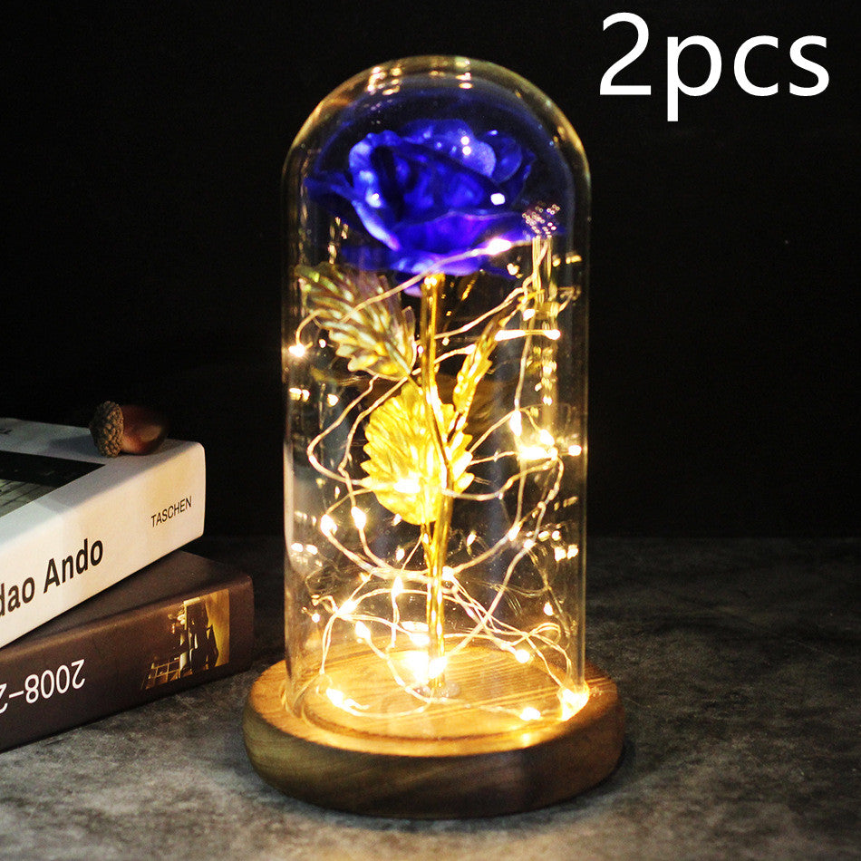 Little Prince Rose in Glass Dome - Eternal Flower LED Gift