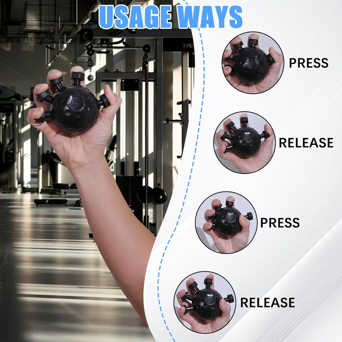 Gym Finger & Hand Strengthener - Adjustable Grip Trainer