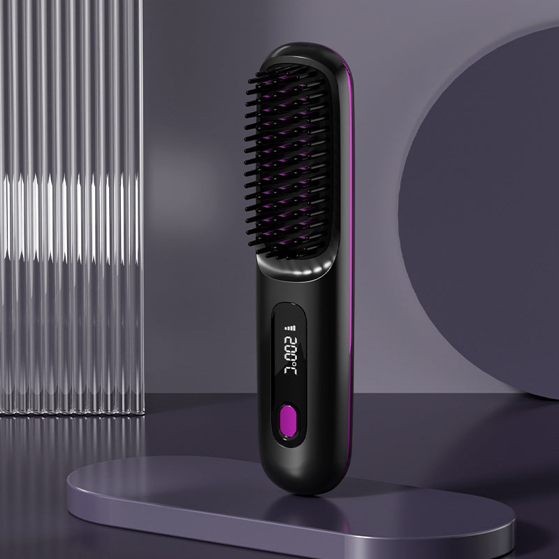 2-in-1 Straight Hair Comb Wireless Straightener Brush Fast Heating