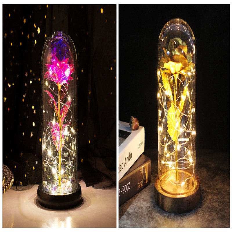 Little Prince Rose in Glass Dome - Eternal Flower LED Gift