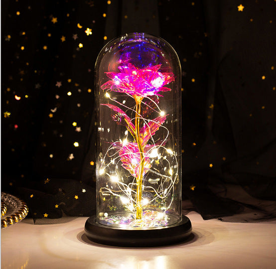 Little Prince Rose in Glass Dome - Eternal Flower LED Gift