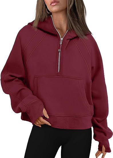 Zipper Hoodies Sweatshirts with Pocket Loose Sport Tops Long Sleeve