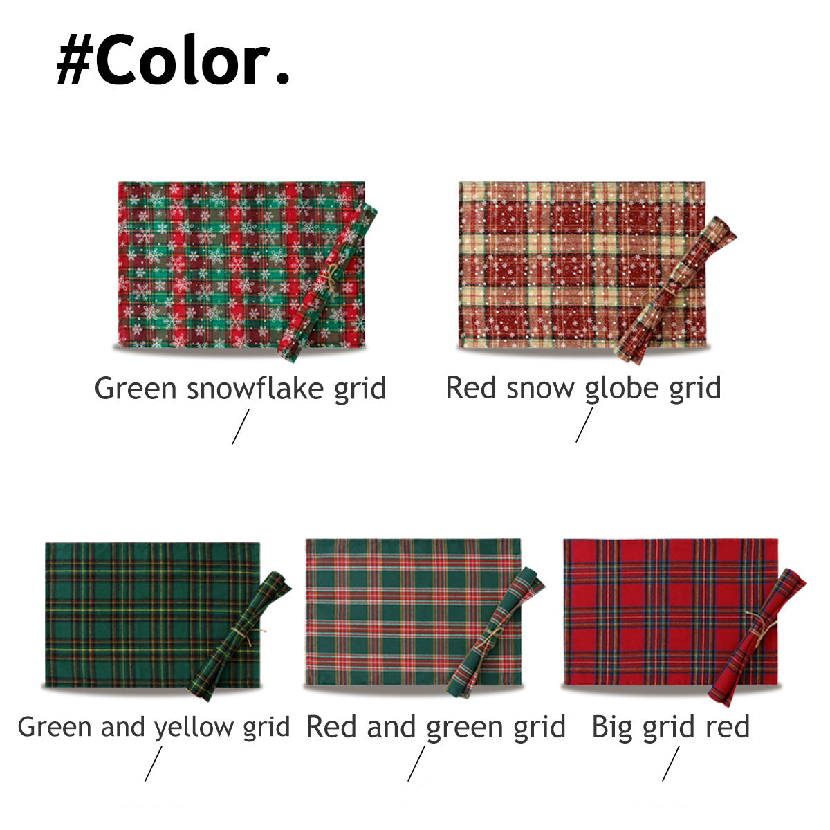Christmas Series New Year Cloth Plaid Table Flag Insulation Pad