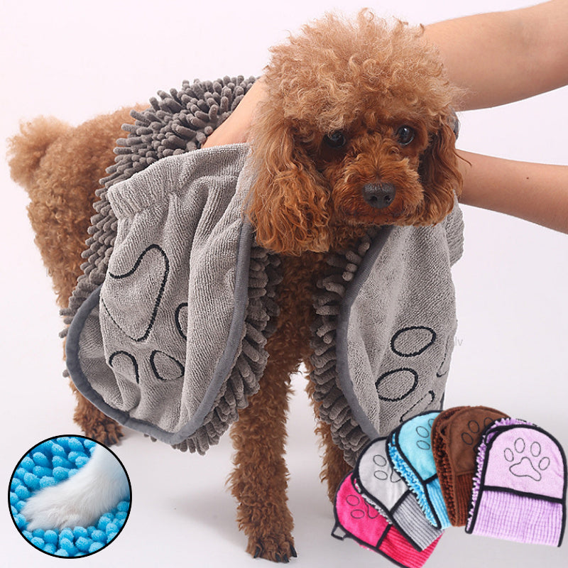 Super Absorbent Microfiber Pet Towel - Quick-Dry Dog & Cat Bath Towel with Hand Pockets