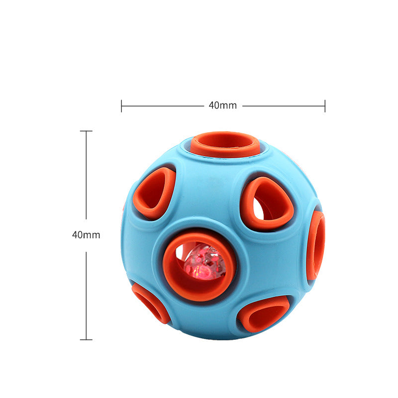 Light-Up Squeaky Dog Ball - Glowing Rubber Toy Ball with Bell Sound