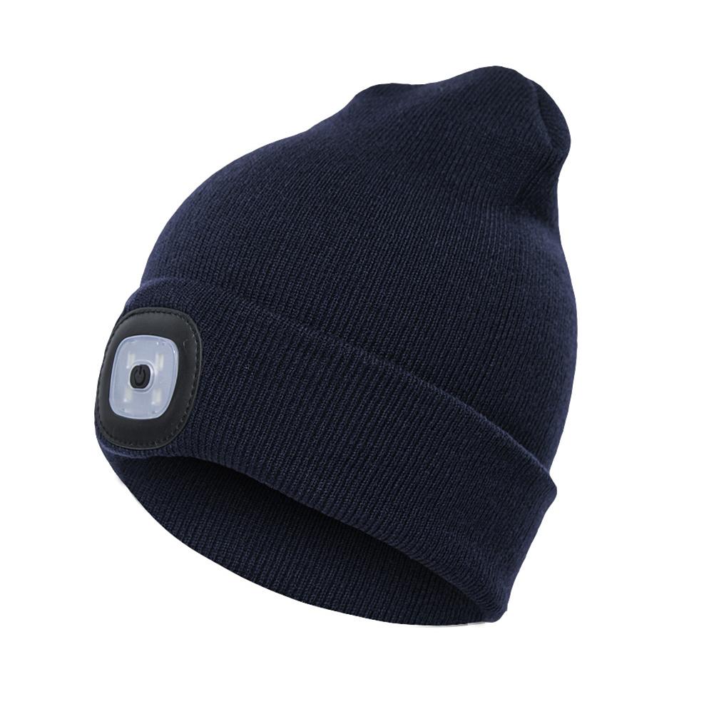 Knit Hat Button Cell Type Knitted with Light Glowing