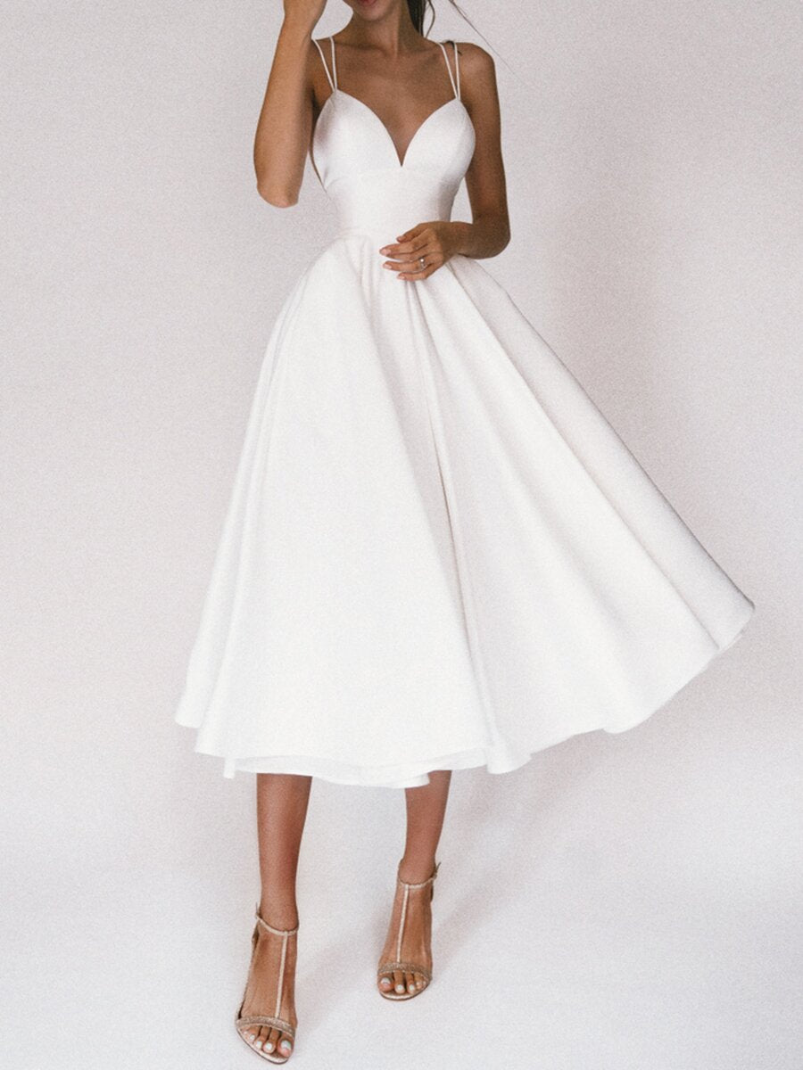 Sexy V-Neck Suspender Dress Summer Fashion A-Line Long Dresses