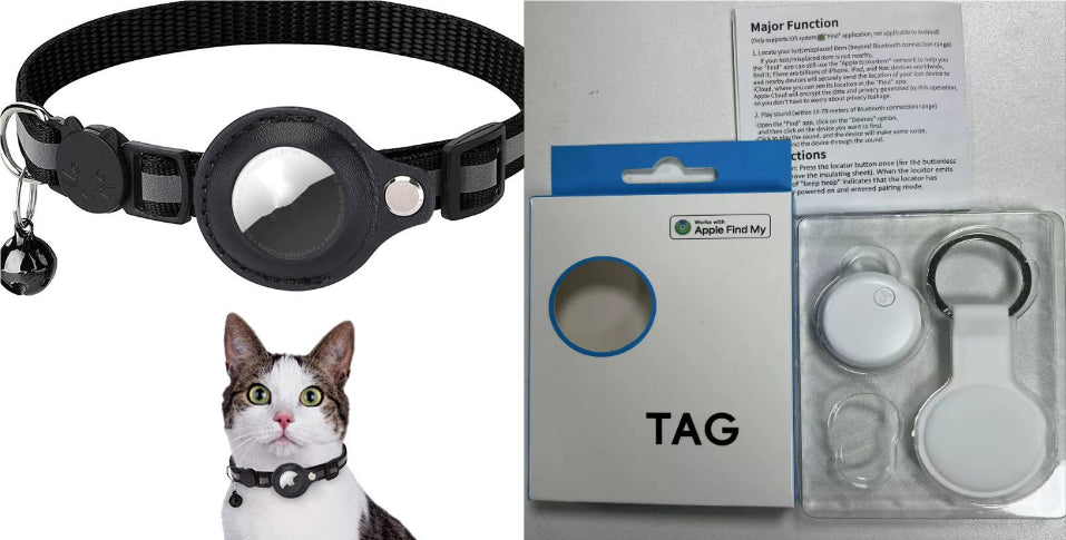 Reflective AirTag Dog Collar - Nylon Pet Collar with Waterproof AirTag Holder