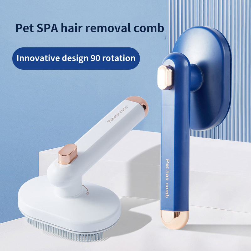 Arc Slicker Brush - Self-Cleaning Pet Comb to Remove Loose Undercoat
