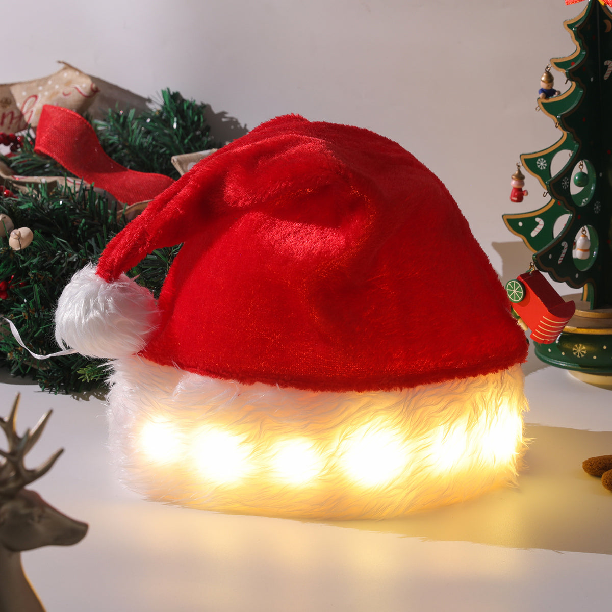 Christmas Hat LED Light Plush Children's Adult Decorations Luminous