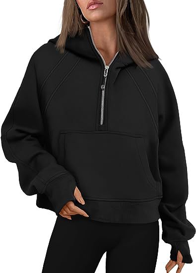 Zipper Hoodies Sweatshirts with Pocket Loose Sport Tops Long Sleeve
