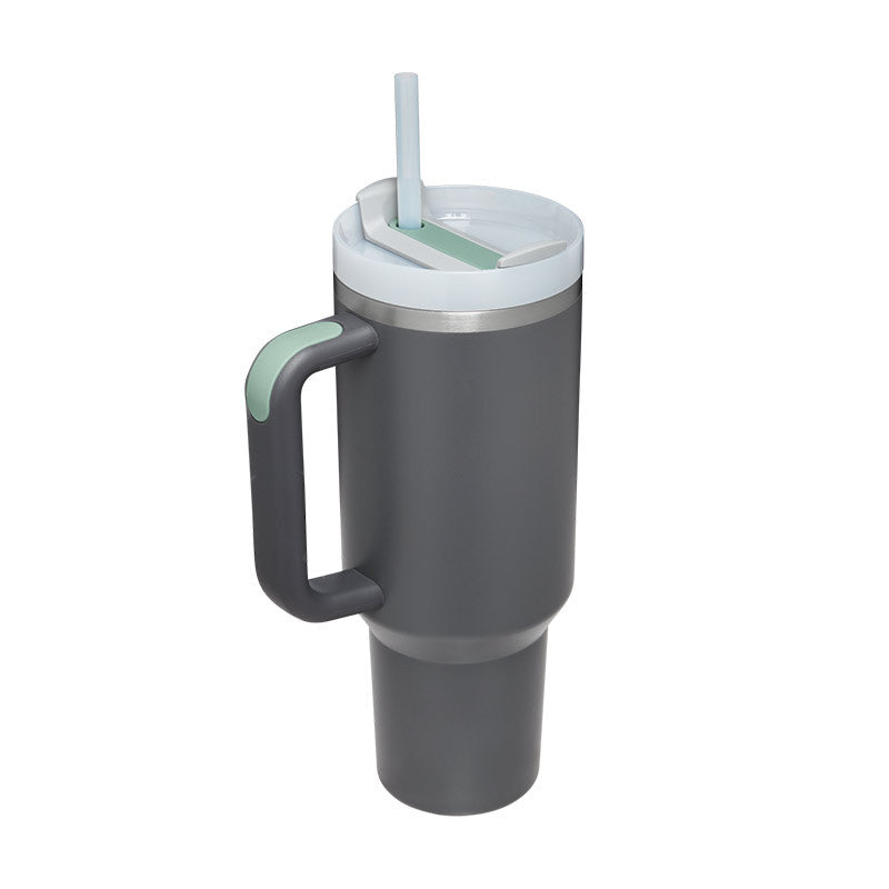 40oz Insulated Tumbler with Handle & Straw - Stainless Steel Leakproof Travel Mug