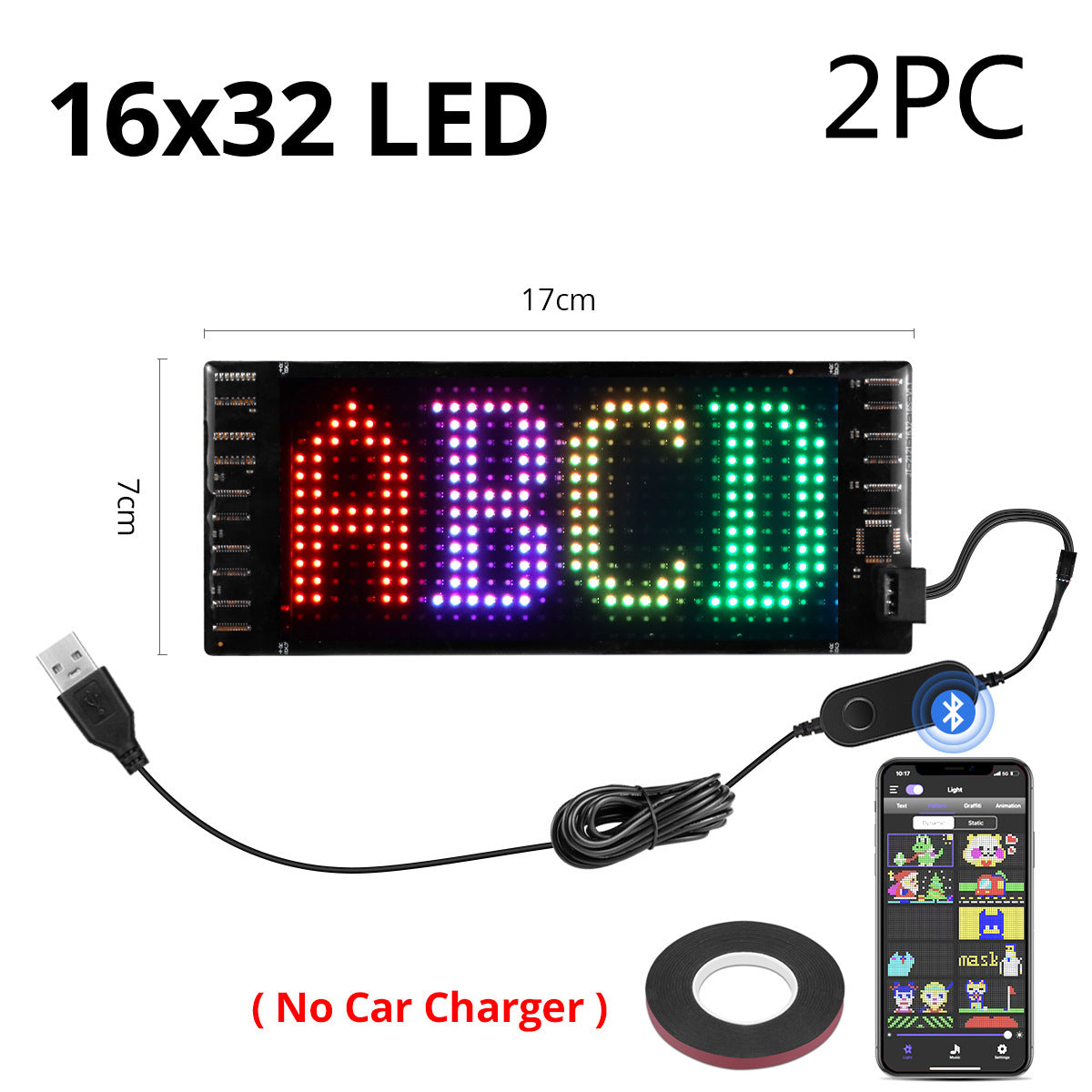 USB Programmable LED Pixel Matrix Flexible Screen - DIY Scrolling Text & Animation Panel