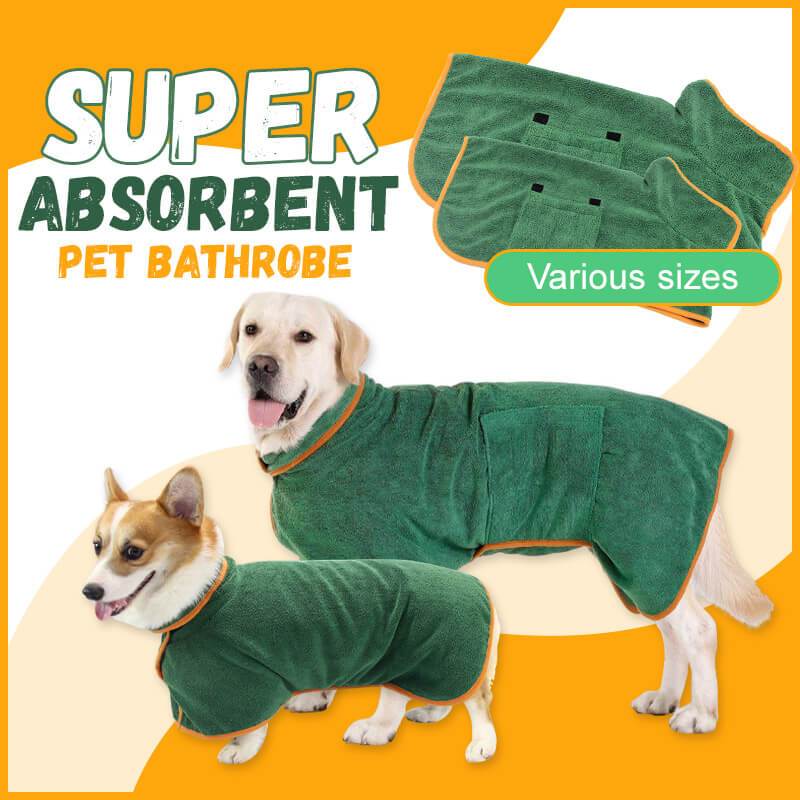 Absorbent Dog Bathrobe with Hood - Microfiber Waist-Wrap Drying Coat