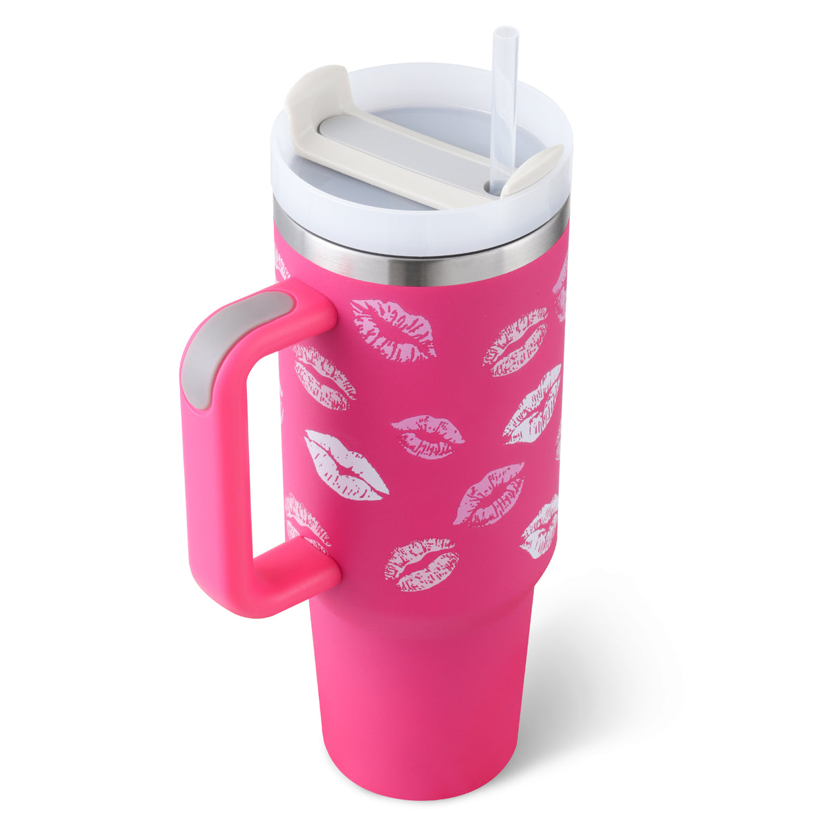 40oz Insulated Tumbler with Handle & Straw - Stainless Steel Leakproof Travel Mug