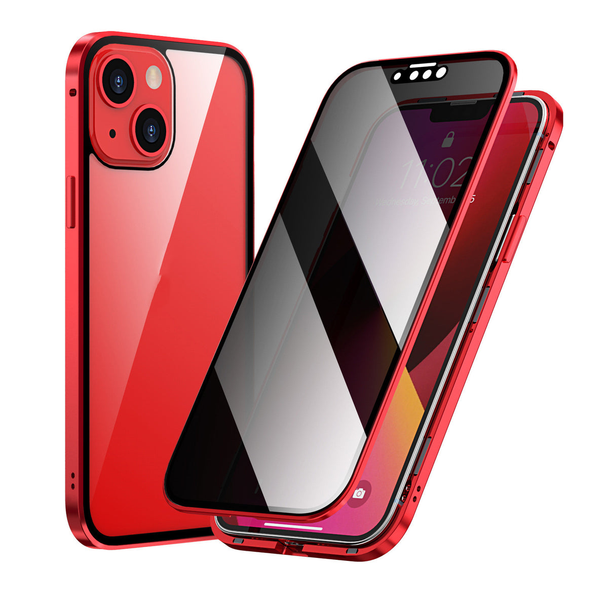 Magnetic Tempered Glass Metal Phone Case - Double-Sided Protective Cover