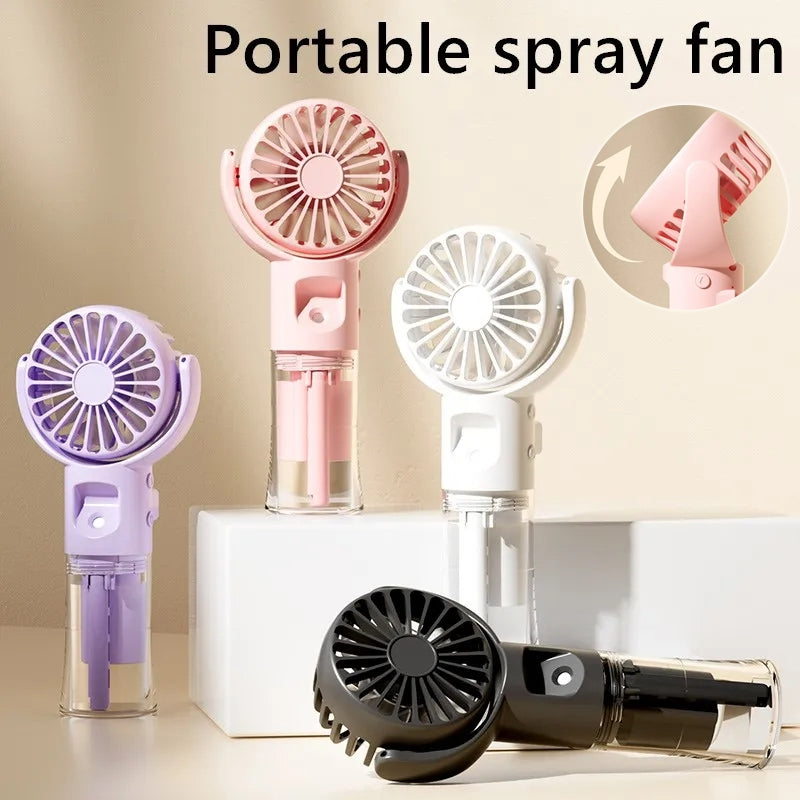Portable Handheld Water Mist Spray Fan - 4-Speed USB Fan