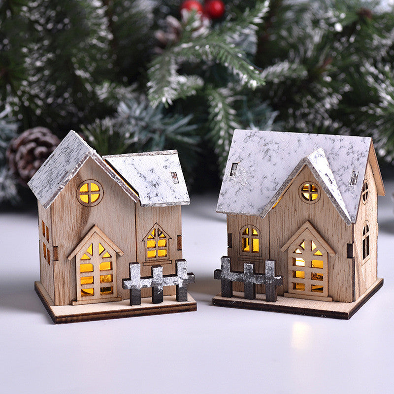 Christmas LED Luminous Wooden Small House | Xmas Holiday Decor
