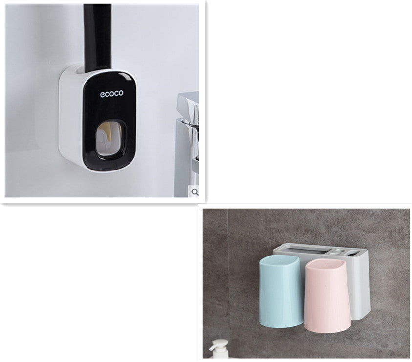 Wall-Mounted Toothbrush Holder and Toothpaste Dispenser