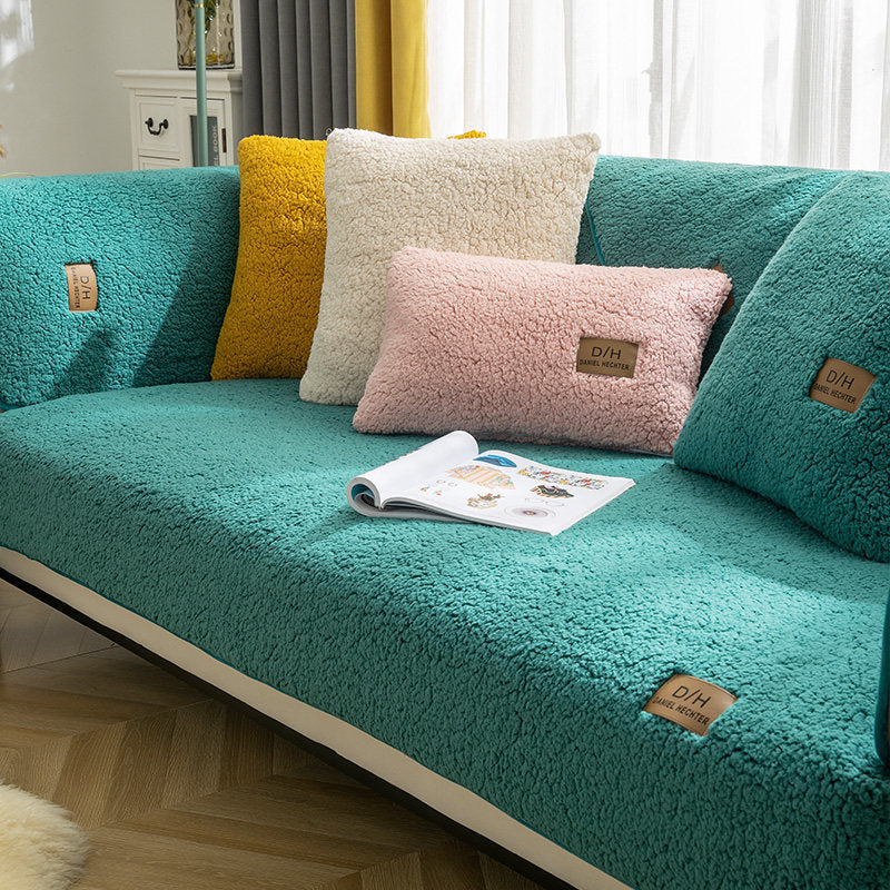 Modern Solid Color Winter Lambswool Sofa Cushion
