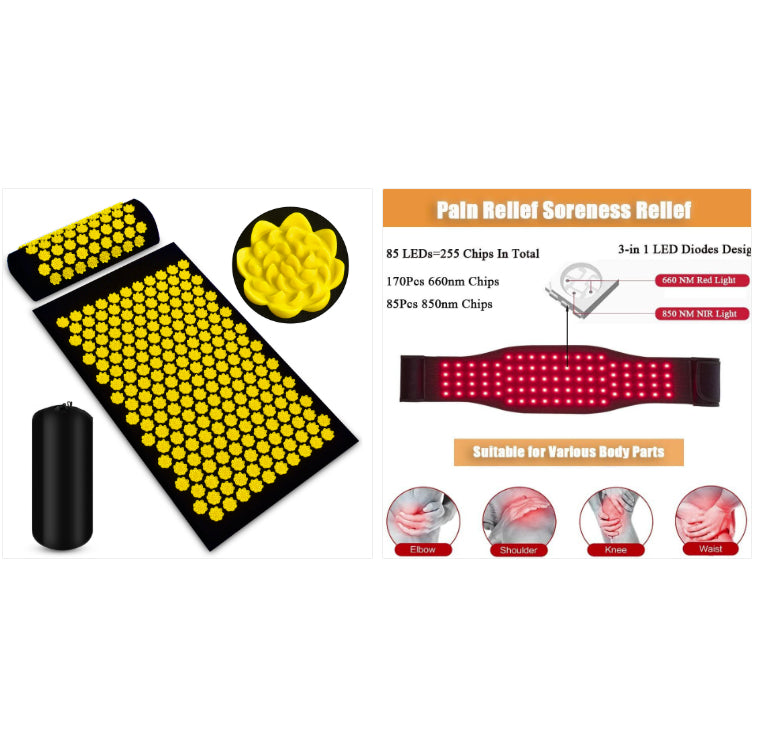 Acupressure Massage Mat & Pillow Set - Back Pain Relief