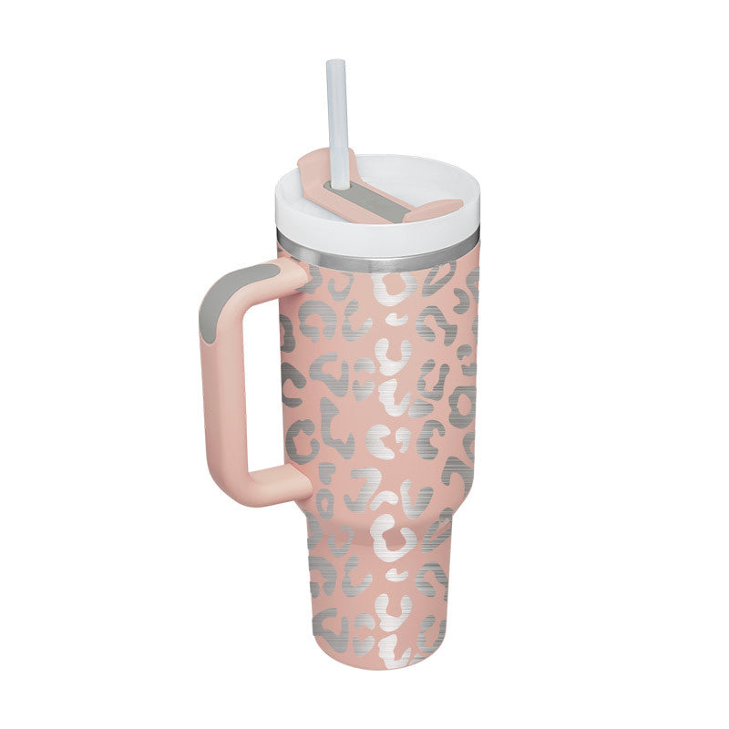 40oz Insulated Tumbler with Handle & Straw - Stainless Steel Leakproof Travel Mug