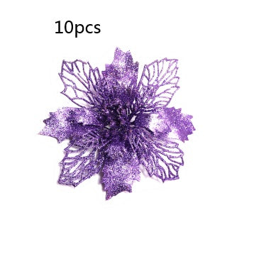 Christmas Glitter Artifical Flowers Tree Decorations for Home Fake