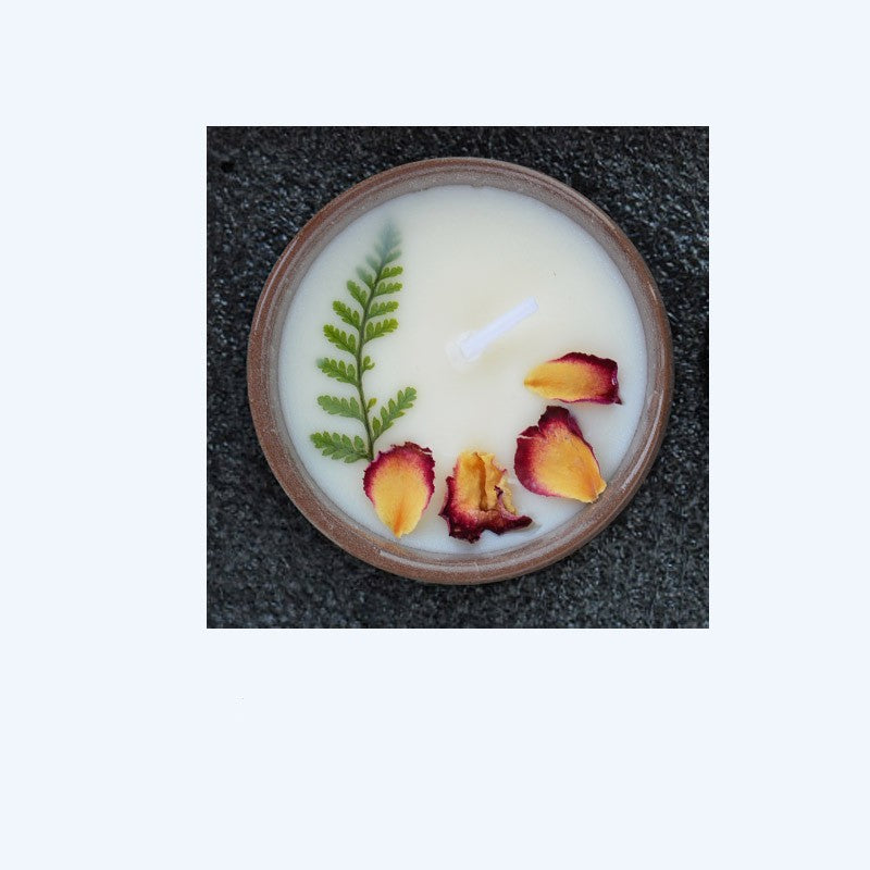 Ceramic Cup Scented Candle with Dried Flowers - Aromatherapy Gift