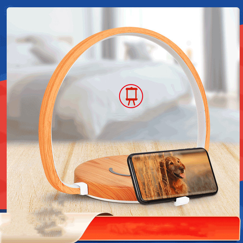Wooden Bedside Table Lamp with Clock - Digital Alarm Night Light
