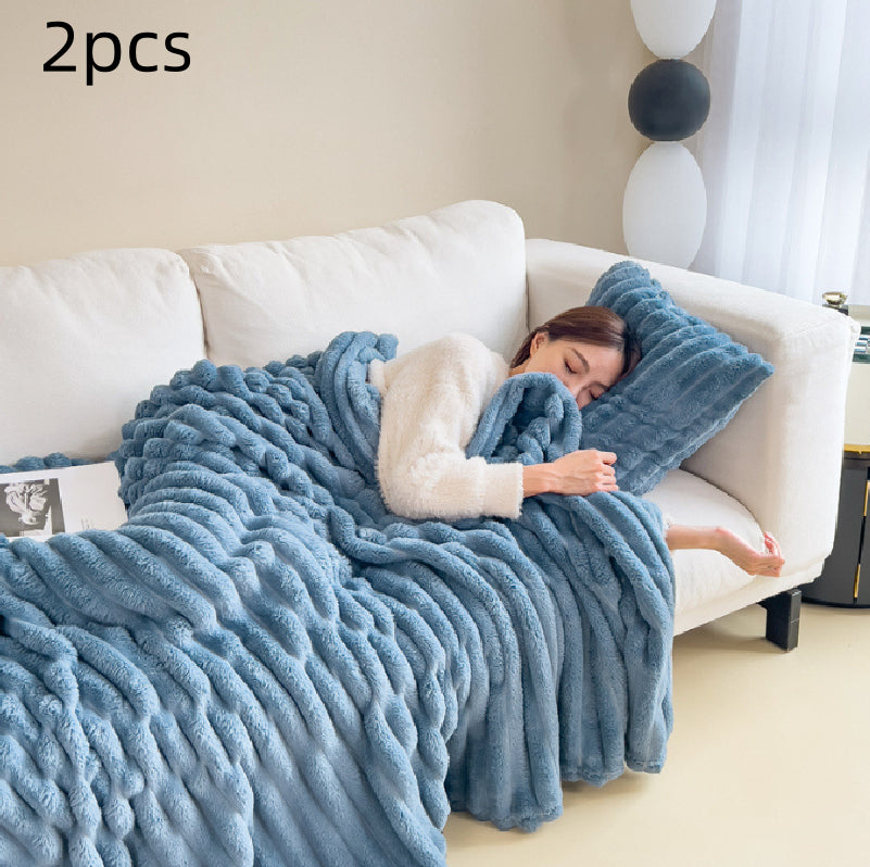 Soft Bubble Velvet Blanket - Warm Solid Color Throw