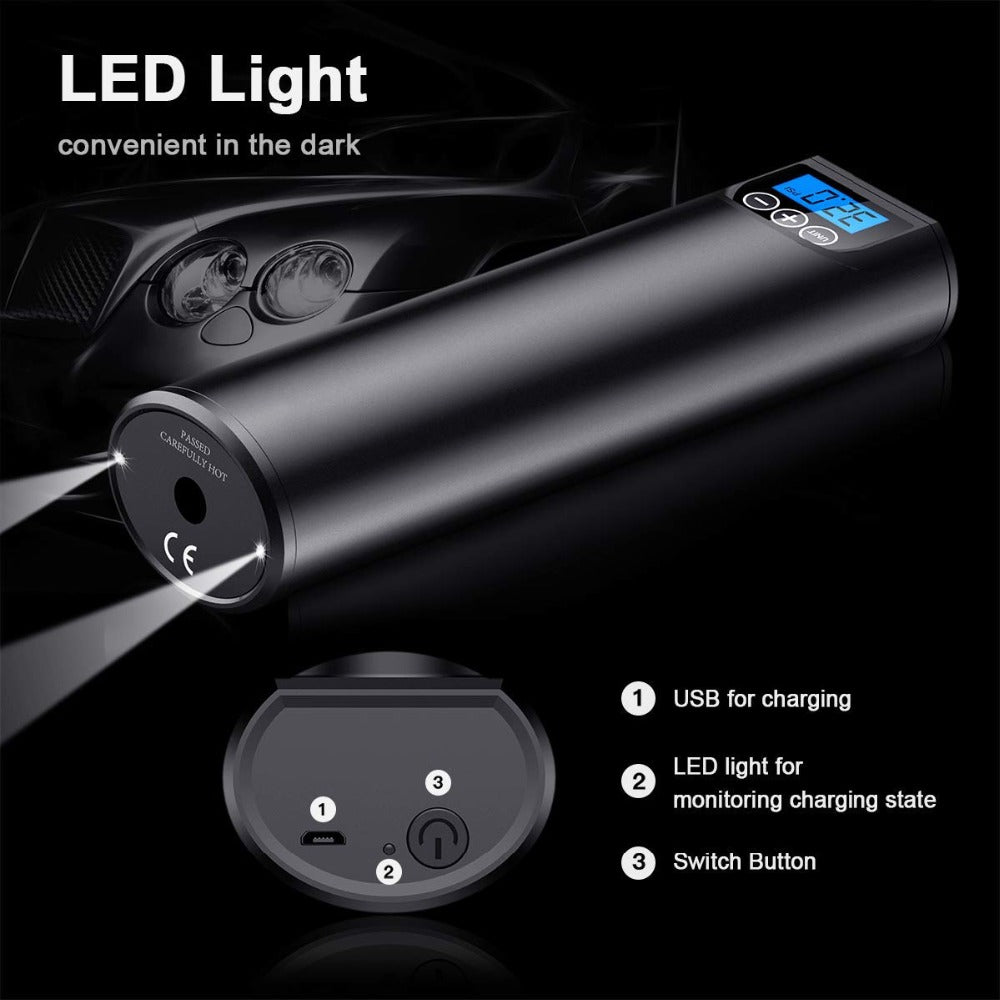 Handheld Car Tire Air Pump - Multifunction Portable Inflator