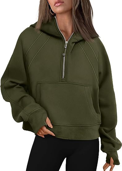 Zipper Hoodies Sweatshirts with Pocket Loose Sport Tops Long Sleeve