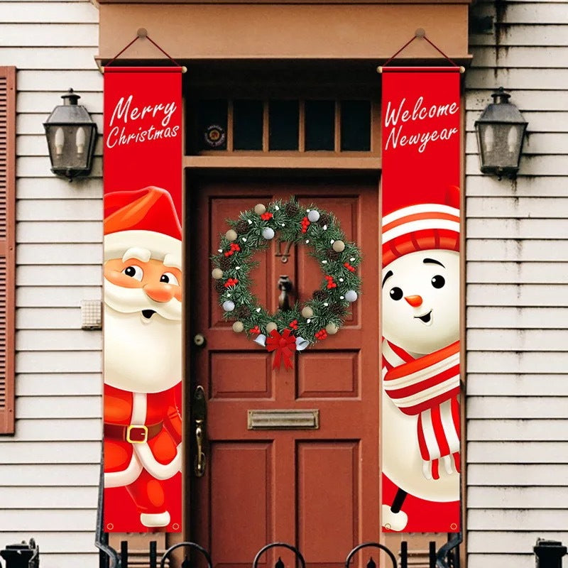 Christmas Decorations Couplets Curtains Banners Pull Flags Hanging