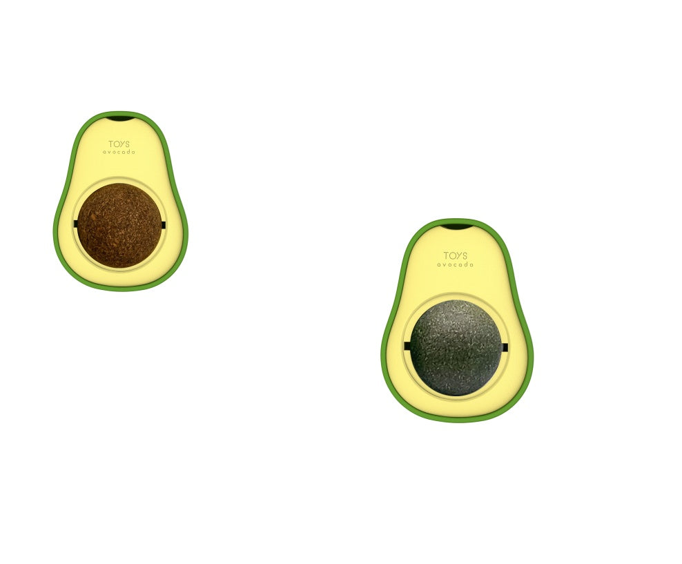 Avocado Catnip Ball Toy - 360° Rotating Wall-Mounted Mint Lick Toy for Cats