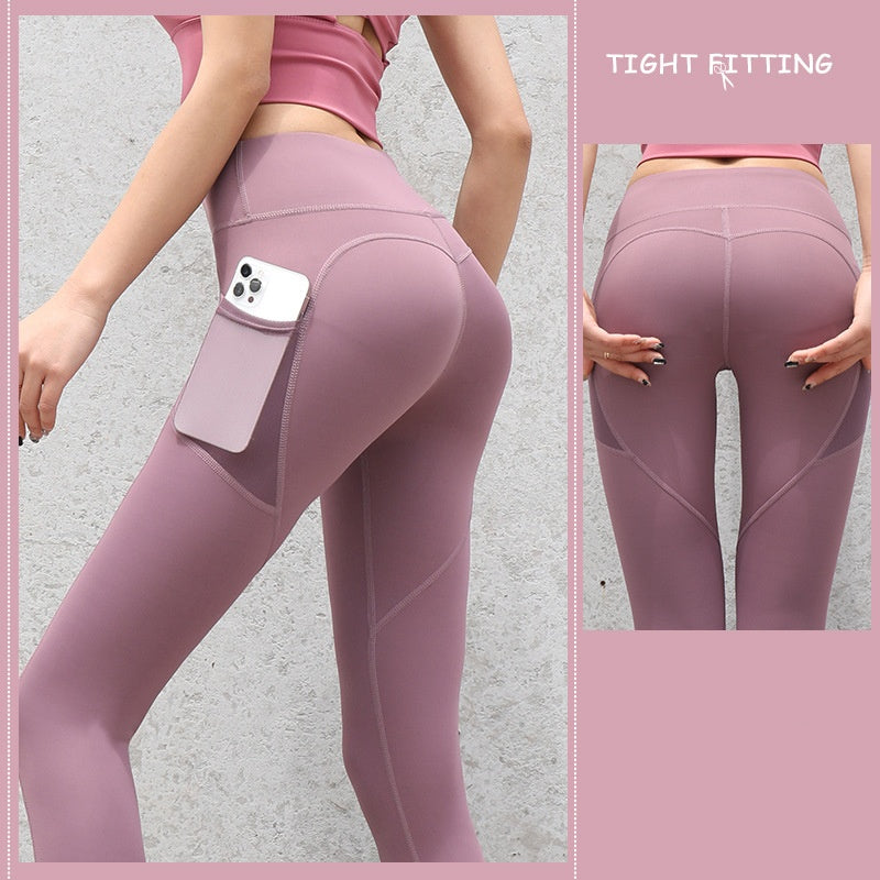Gym Sport Seamless Leggings with Pockets Push Up High Waist Pants