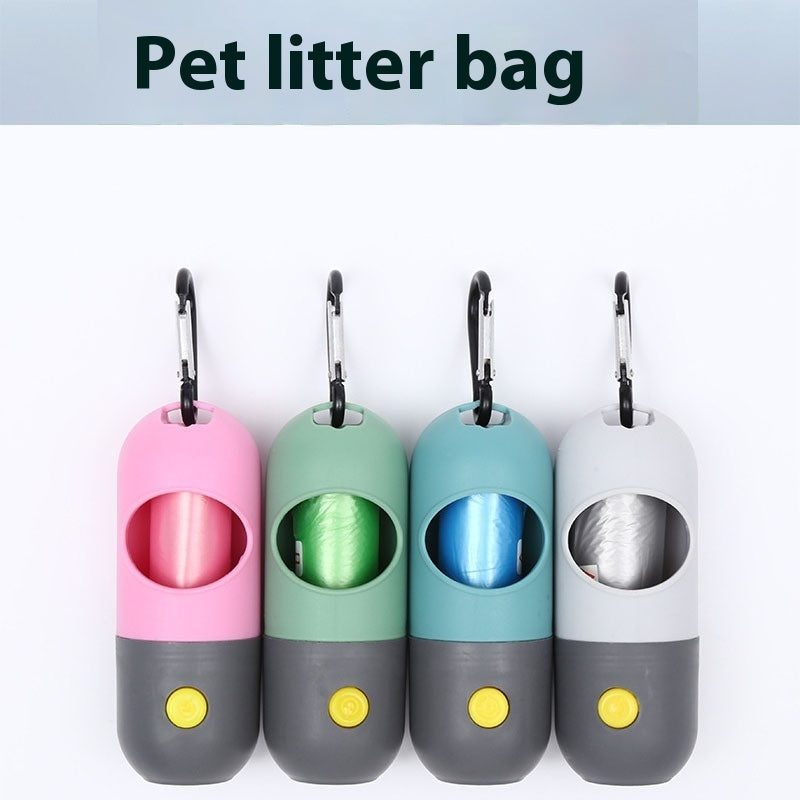 LED Dog Poop Bag Dispenser - Light-Up Waste Bag Holder with Flashlight