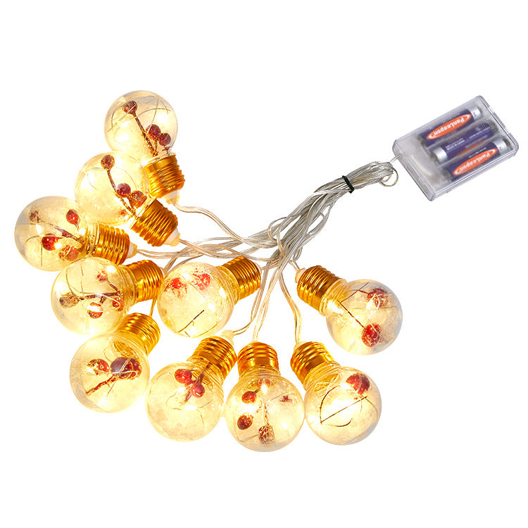 Christmas Outdoor Red Fruit Festive Lights Bulb String | Xmas Holiday Decor