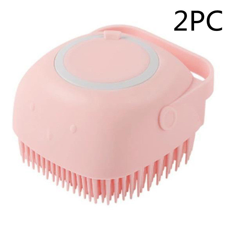 Silicone Dog Bath Brush with Shampoo Dispenser - Massage Grooming Scrubber