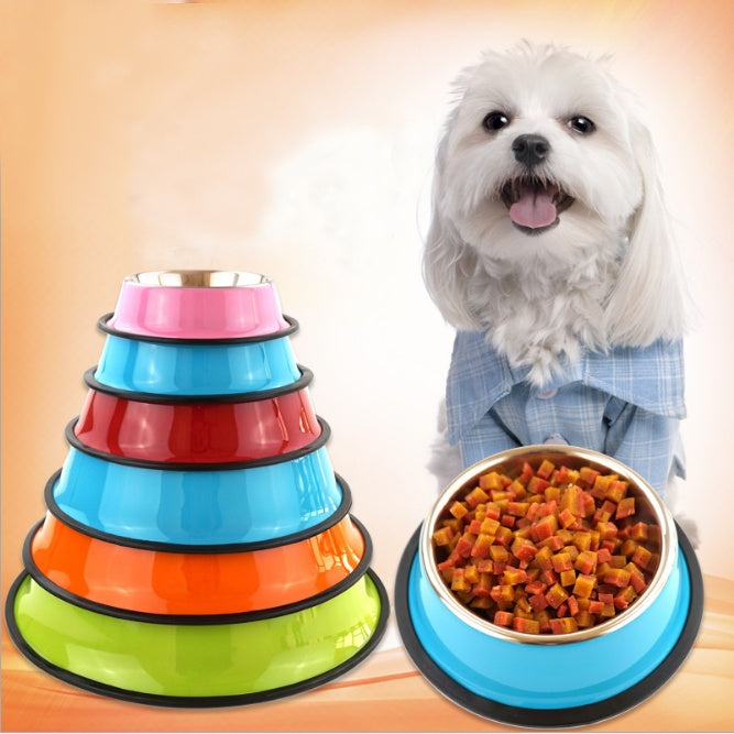 2-in-1 Stainless Steel Pet Bowl with Melamine Base - Food & Water Bowl, 6 Sizes