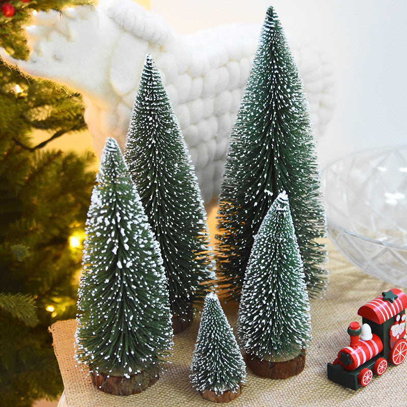 Christmas Mini Tree with Pine Needles Flocking White Cedar Tabletop