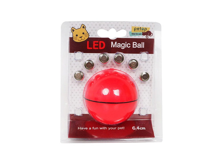 LED Rolling Cat Toy Ball - Light-Up Interactive Ball with Bell & Feathers