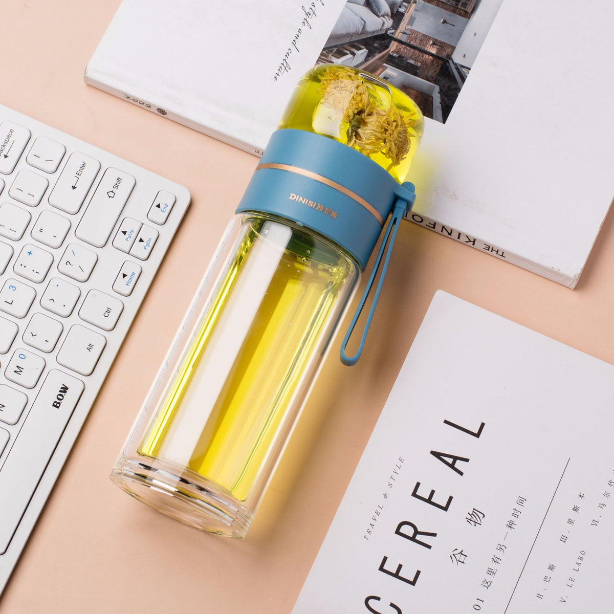 Double-Wall Glass Tea Infuser Bottle - 400-450 ml