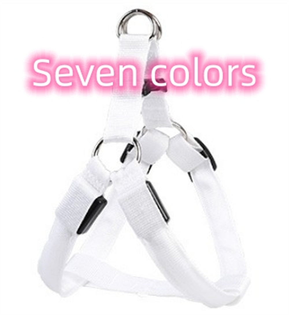 LED Light-Up Dog Harness - Glowing Reflective Chest Harness, USB or Battery