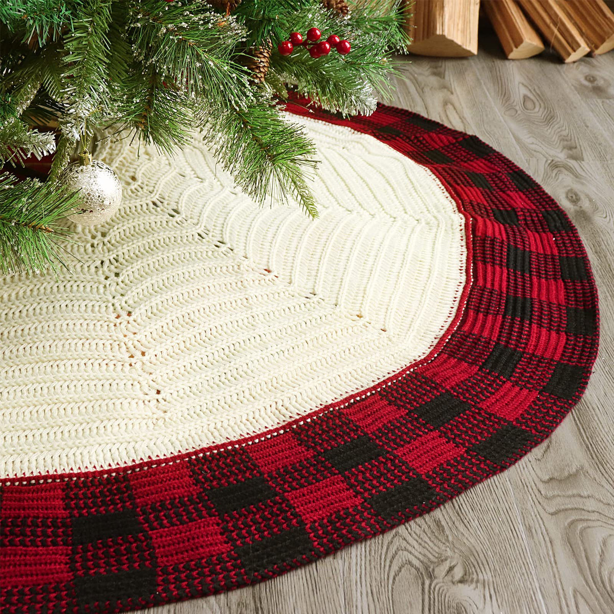 Christmas Decorative Knitted Tree Skirt | Holiday Gift