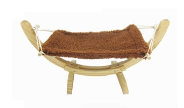 Wooden Cat Hammock Bed - Elevated Cat Lounger with Washable Fabric