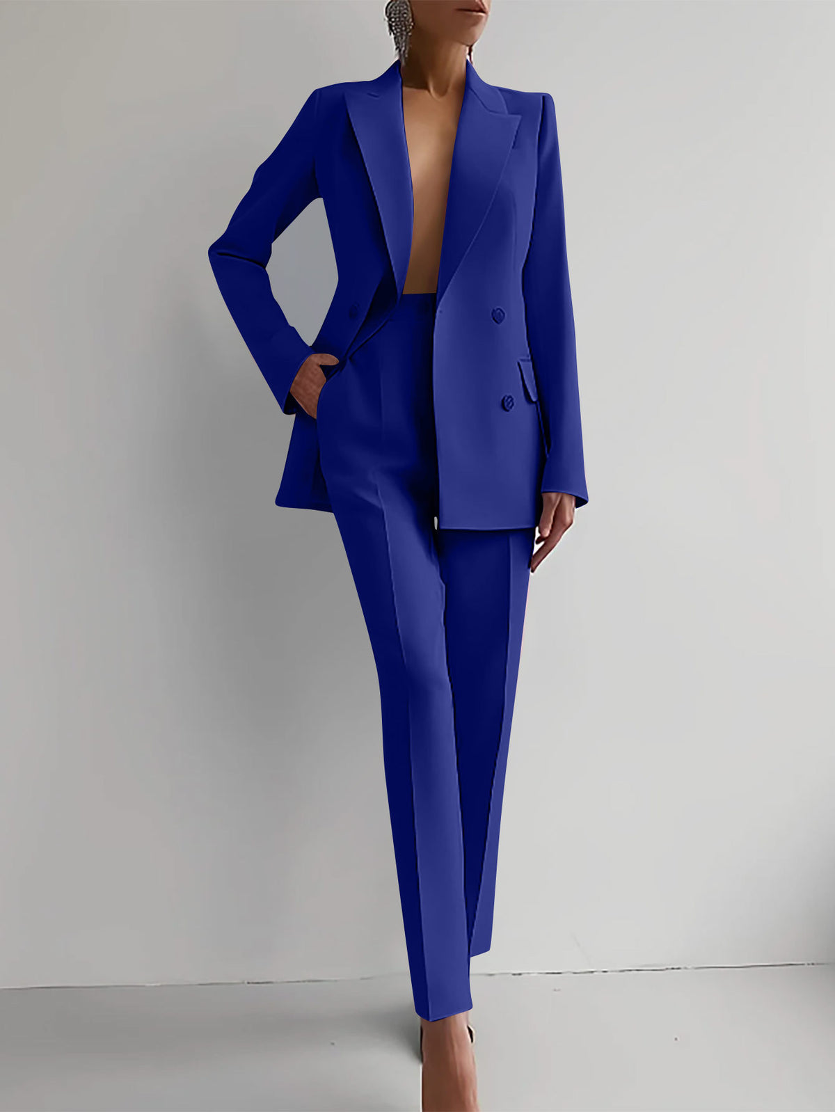 Casual Suits Fashion Long Sleeve Single-Breasted Jacket Top and Slim