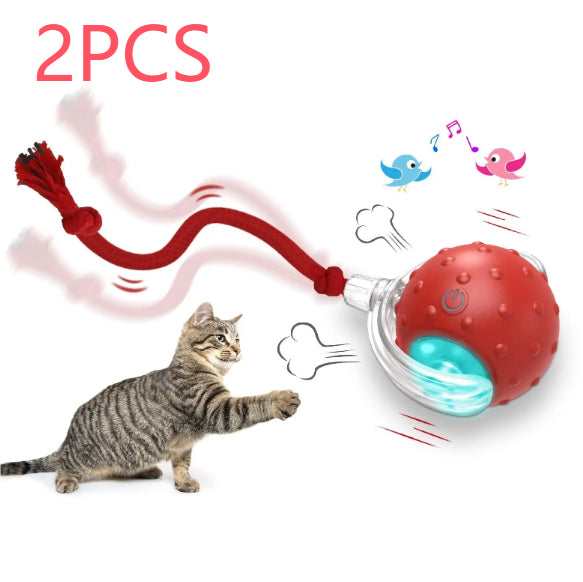 Automatic Rolling Cat Toy Ball - Smart Interactive Ball with Feather Tail