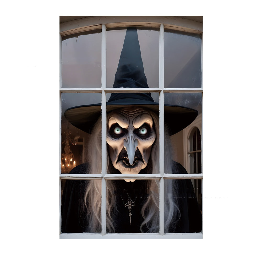 3D Holiday Halloween Horror Witch Window Cover Family Party Decoration